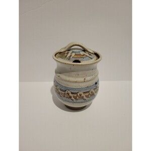 Vintage Studio Art Pottery Honey Jar Sugar Jar with Lid Artist Signed